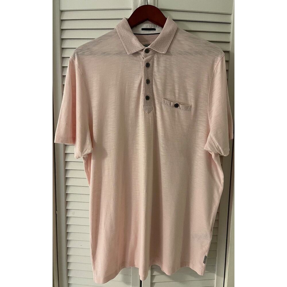 Ted Baker Men's Polo Shirt Cotton/Viscose Pale Pink Small A+